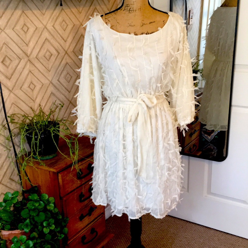 Whimsical off-white textured dress